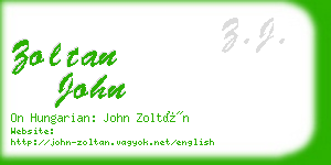 zoltan john business card